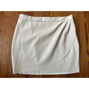 NWT Express 12 Faux Leather High Rise Mini Skirt Beige Tan Faux‎ Wrap Date Night